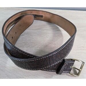 Nocona Leather Belt Size 36 Brown Western Textured Stitched Hidden Pocket